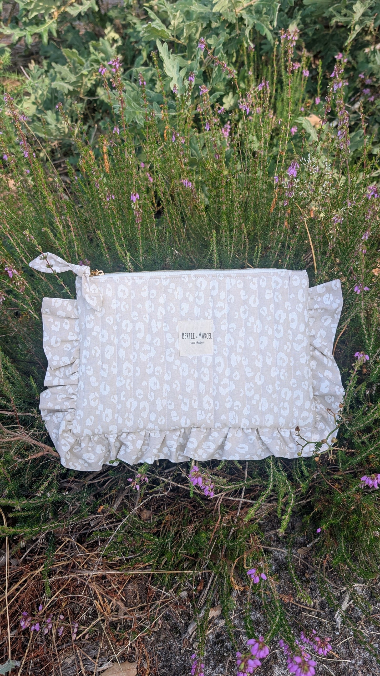 Pochette à volants matelassé Léopard Nude