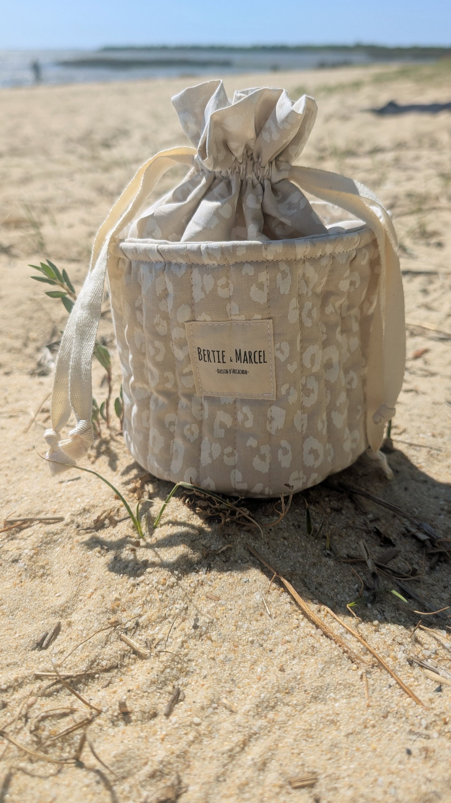 Grande pochette à coton Léopard Nude