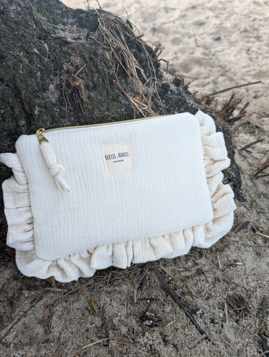 Pochette à volants écru