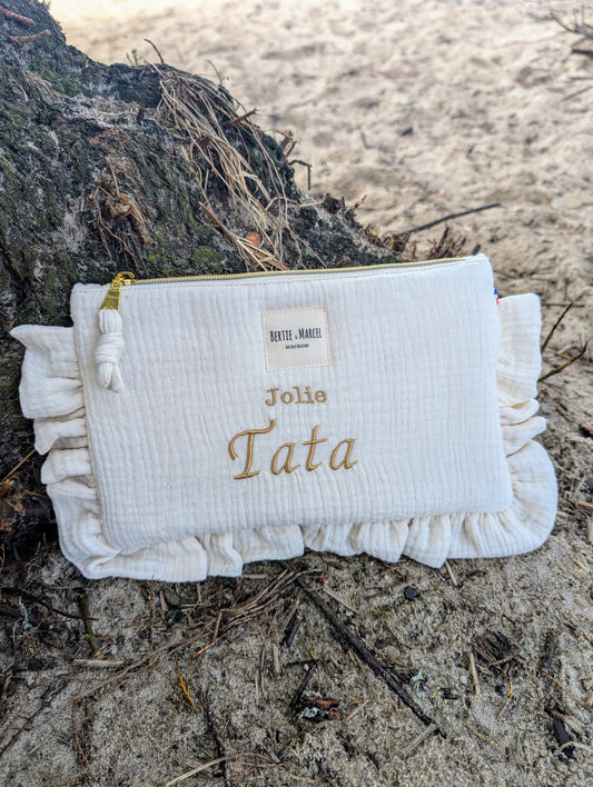Pochette "Jolie tata" écru
