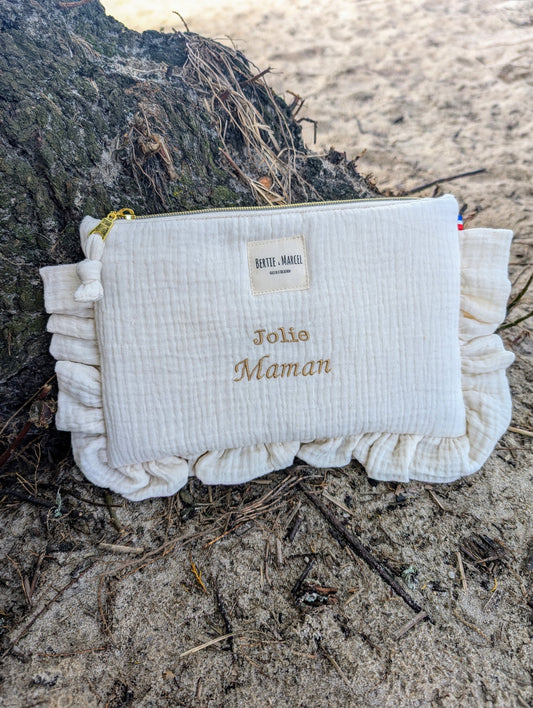 Pochette "Jolie maman" écru