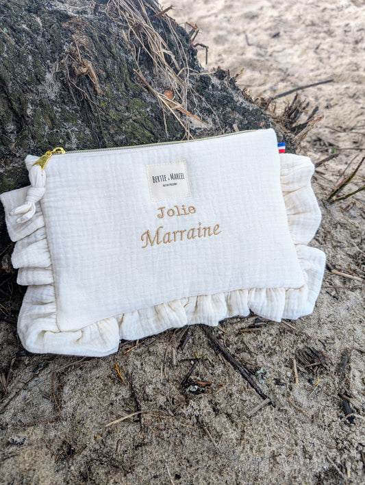 Pochette "Jolie marraine" écru