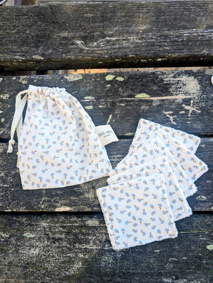 Cotons lavables bleuets