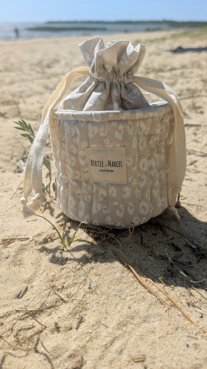 Grande pochette à coton Léopard Nude