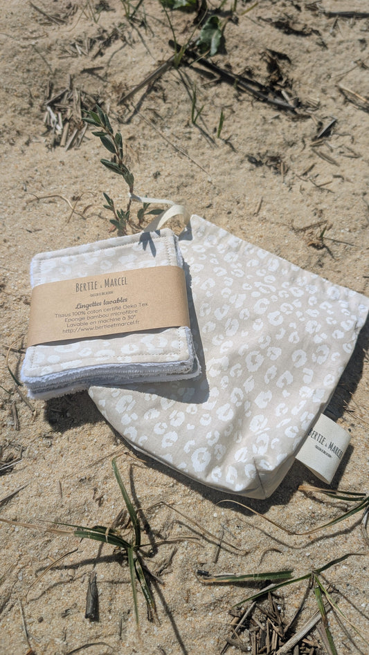 P'tite poche à coton Léopard nude