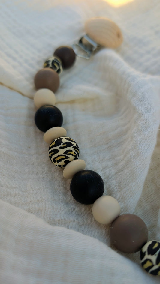 Attache tétine silicone Léopard