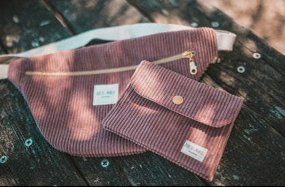 La mini pochette velours vieux rose