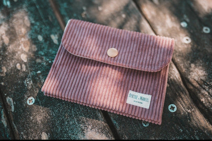 La mini pochette velours vieux rose